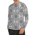 Zentangle Floral Pattern Print Men's Long Sleeve Rash Guard