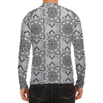 Zentangle Floral Pattern Print Men's Long Sleeve Rash Guard