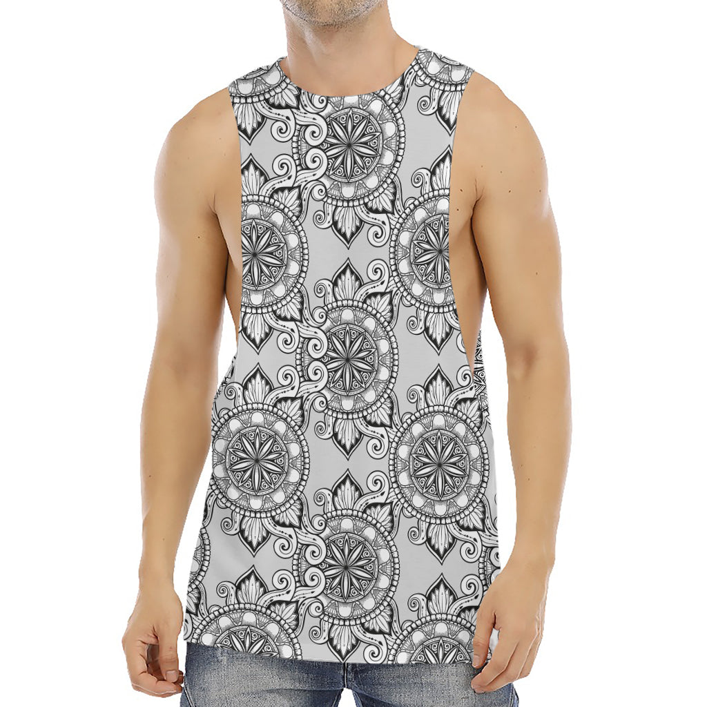 Zentangle Floral Pattern Print Men's Muscle Tank Top