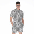Zentangle Floral Pattern Print Men's Romper