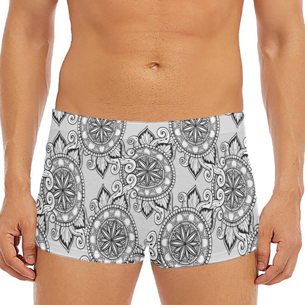 Zentangle Floral Pattern Print Men's Short Boxer Briefs