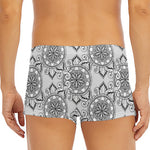 Zentangle Floral Pattern Print Men's Short Boxer Briefs