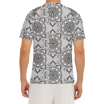 Zentangle Floral Pattern Print Men's Short Sleeve Rash Guard