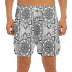 Zentangle Floral Pattern Print Men's Split Running Shorts