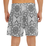 Zentangle Floral Pattern Print Men's Split Running Shorts