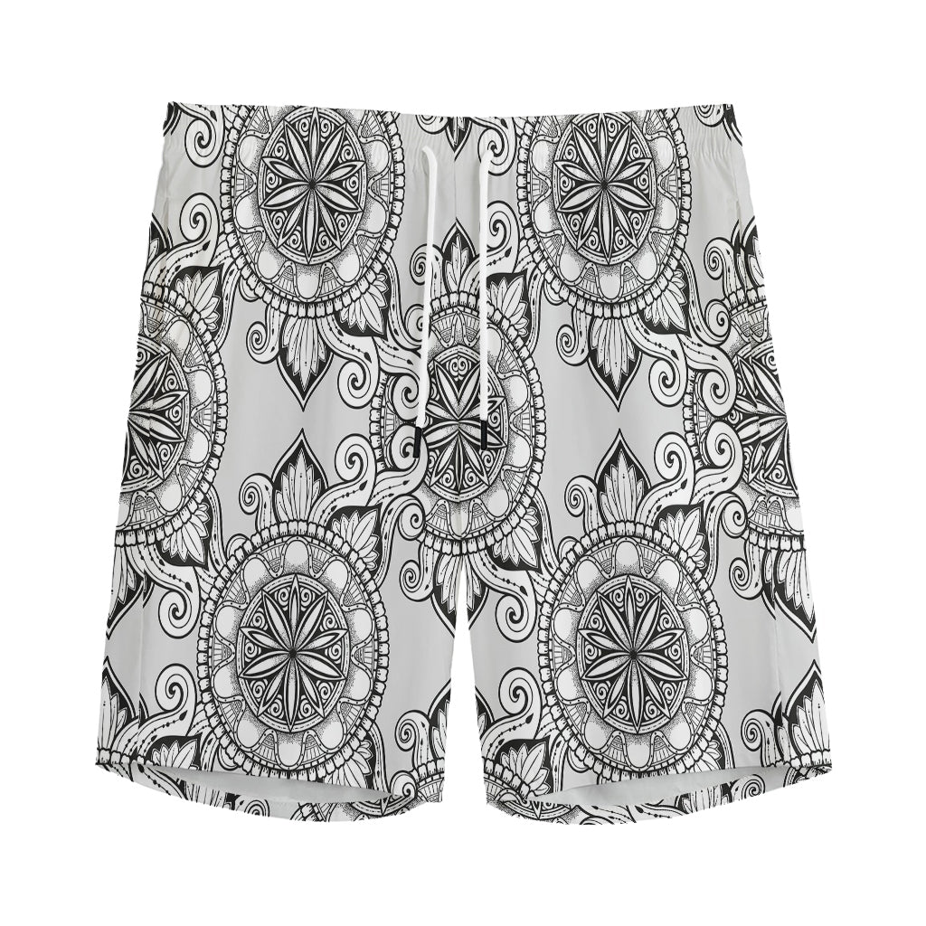 Zentangle Floral Pattern Print Men's Sports Shorts