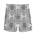 Zentangle Floral Pattern Print Men's Sports Shorts