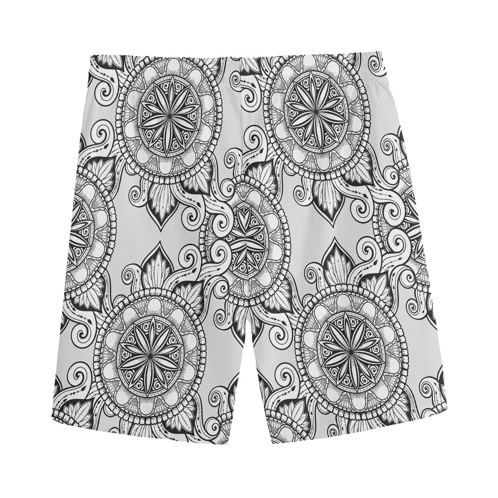 Zentangle Floral Pattern Print Men's Sports Shorts