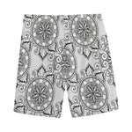 Zentangle Floral Pattern Print Men's Sports Shorts