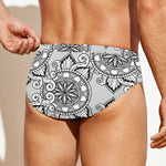 Zentangle Floral Pattern Print Men's Swim Briefs