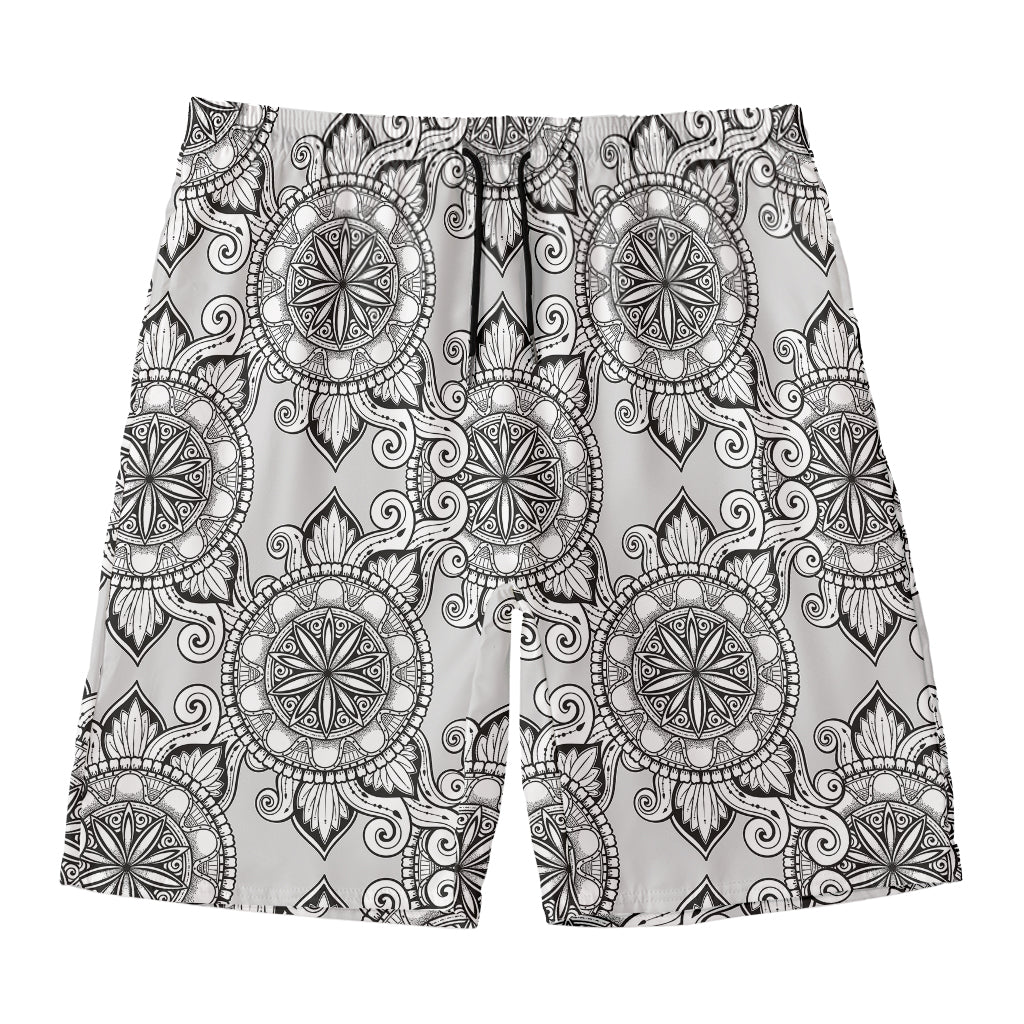 Zentangle Floral Pattern Print Men's Swim Trunks