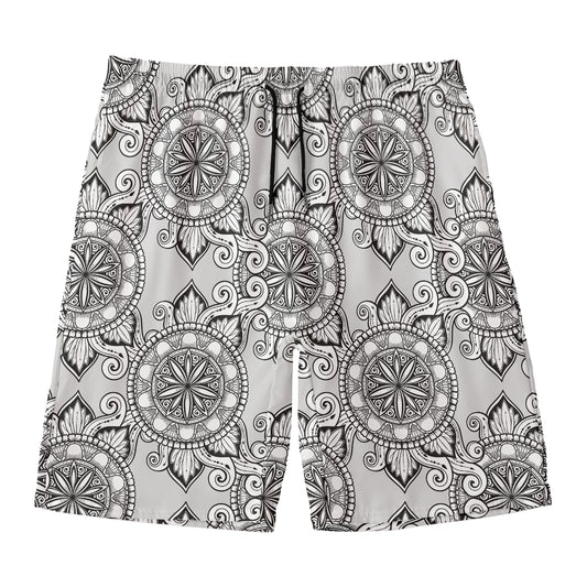 Zentangle Floral Pattern Print Men's Swim Trunks