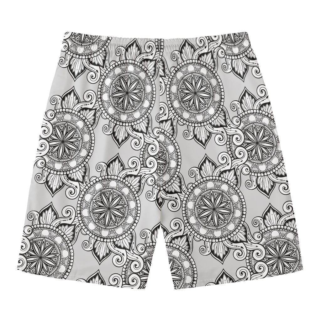 Zentangle Floral Pattern Print Men's Swim Trunks