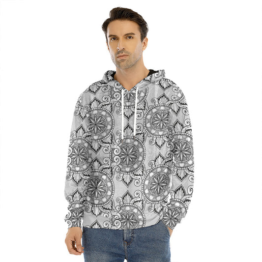 Zentangle Floral Pattern Print Men's Velvet Pullover Hoodie