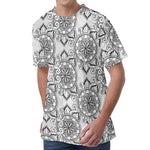 Zentangle Floral Pattern Print Men's Velvet T-Shirt