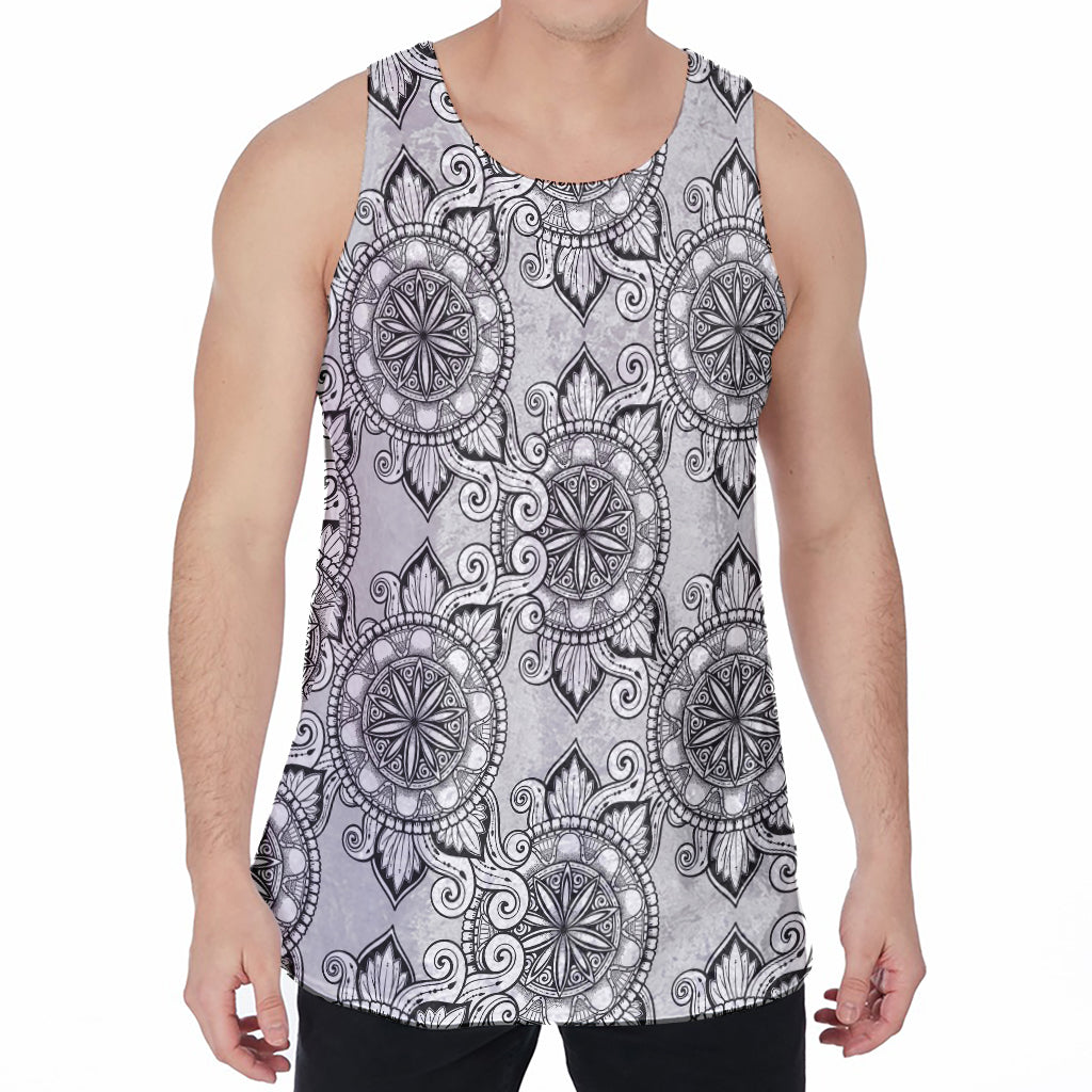 Zentangle Floral Pattern Print Men's Velvet Tank Top