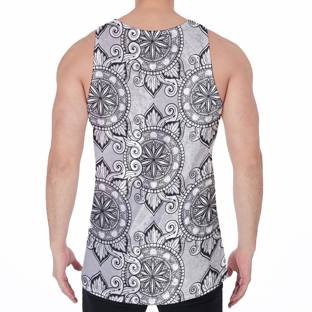 Zentangle Floral Pattern Print Men's Velvet Tank Top