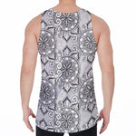 Zentangle Floral Pattern Print Men's Velvet Tank Top