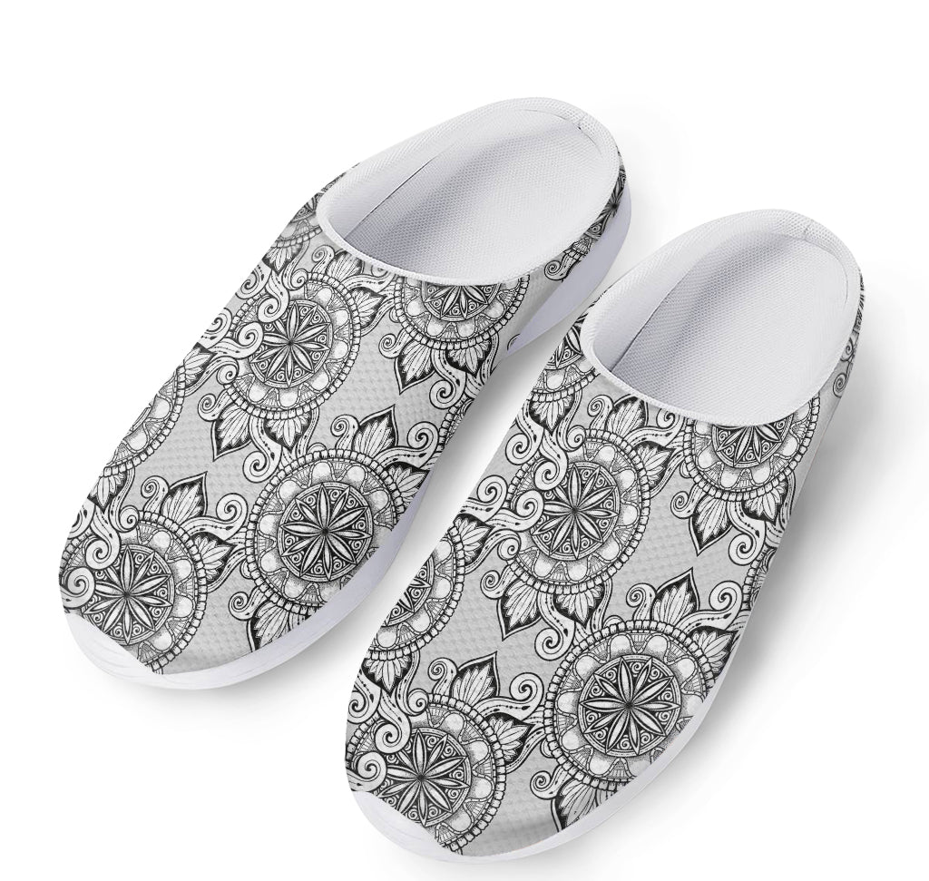 Zentangle Floral Pattern Print Mesh Casual Shoes