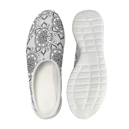 Zentangle Floral Pattern Print Mesh Casual Shoes