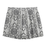 Zentangle Floral Pattern Print Mesh Shorts