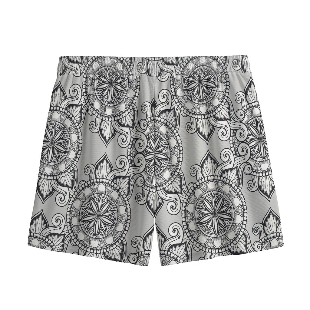 Zentangle Floral Pattern Print Mesh Shorts