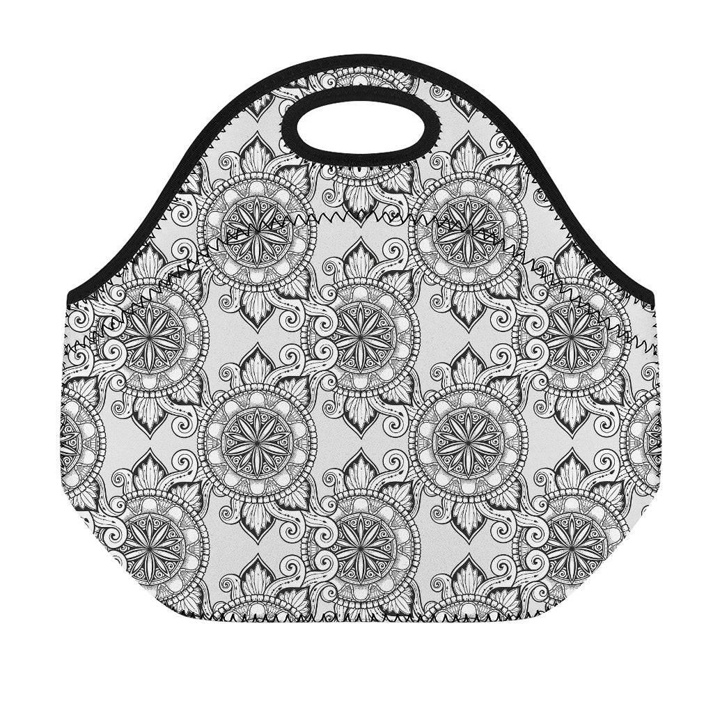 Zentangle Floral Pattern Print Neoprene Lunch Bag
