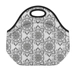 Zentangle Floral Pattern Print Neoprene Lunch Bag