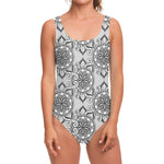 Zentangle Floral Pattern Print One Piece Swimsuit