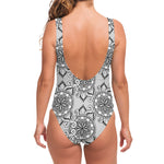 Zentangle Floral Pattern Print One Piece Swimsuit