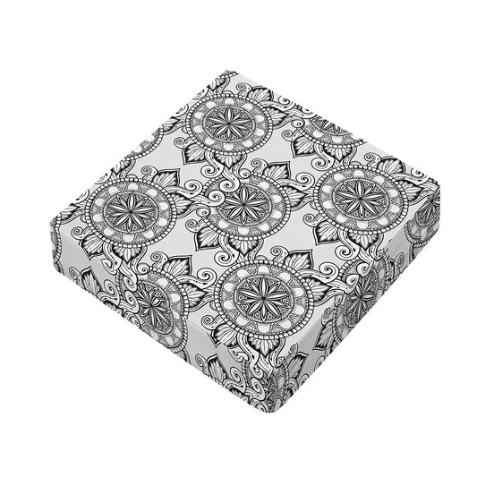 Zentangle Floral Pattern Print Outdoor Seat Cushion Cover