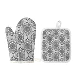 Zentangle Floral Pattern Print Oven Mitt And Pot Holder Set