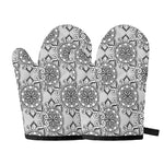 Zentangle Floral Pattern Print Oven Mitts
