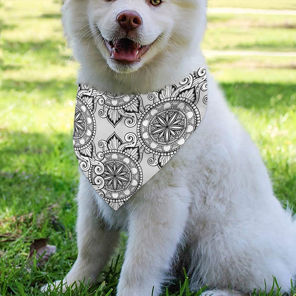 Zentangle Floral Pattern Print Over The Collar Dog Bandana