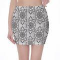 Zentangle Floral Pattern Print Pencil Mini Skirt