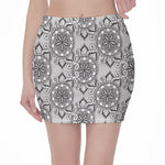 Zentangle Floral Pattern Print Pencil Mini Skirt