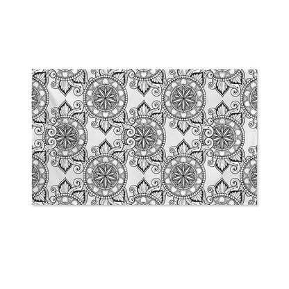 Zentangle Floral Pattern Print Polyester Flag
