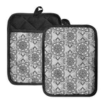 Zentangle Floral Pattern Print Pot Holders With Pocket