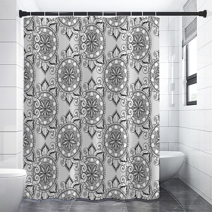 Zentangle Floral Pattern Print Premium Shower Curtain