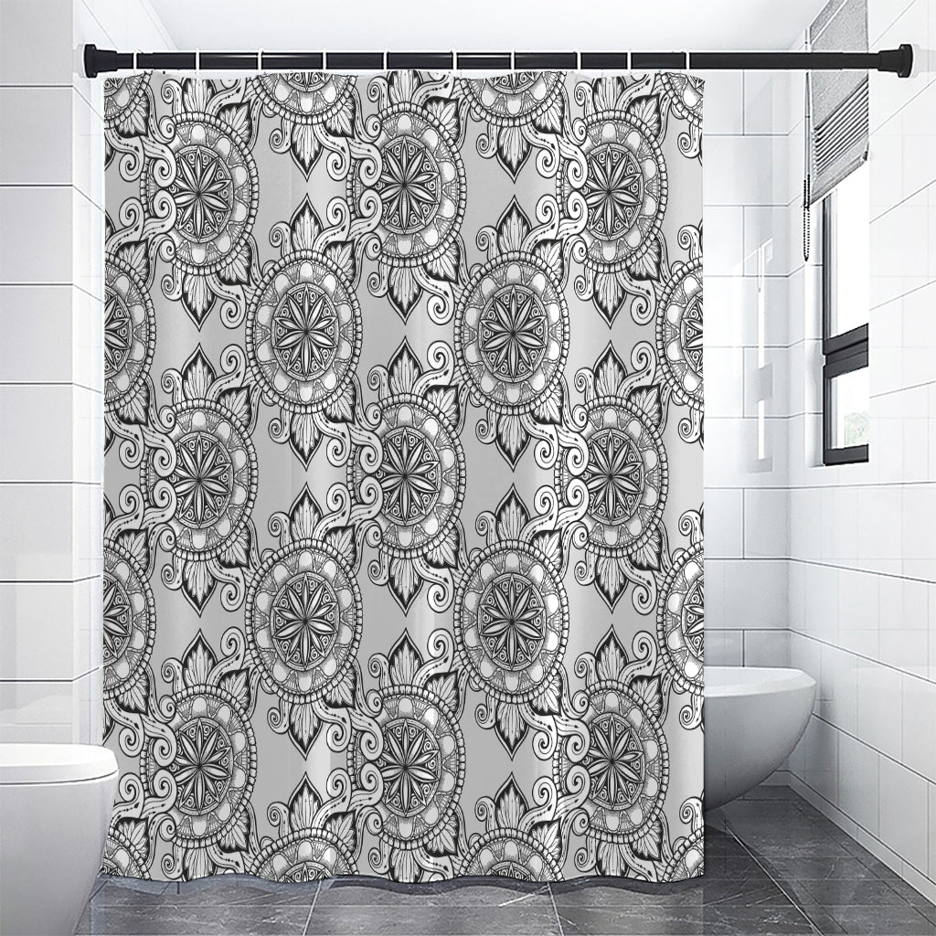 Zentangle Floral Pattern Print Premium Shower Curtain