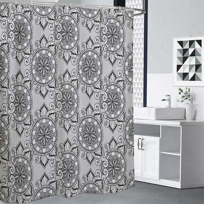Zentangle Floral Pattern Print Premium Shower Curtain