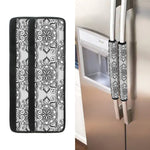 Zentangle Floral Pattern Print Refrigerator Handle Covers