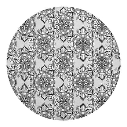 Zentangle Floral Pattern Print Round Blanket
