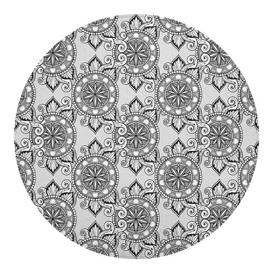Zentangle Floral Pattern Print Round Blanket