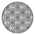 Zentangle Floral Pattern Print Round Floor Mat