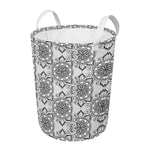 Zentangle Floral Pattern Print Round Laundry Basket