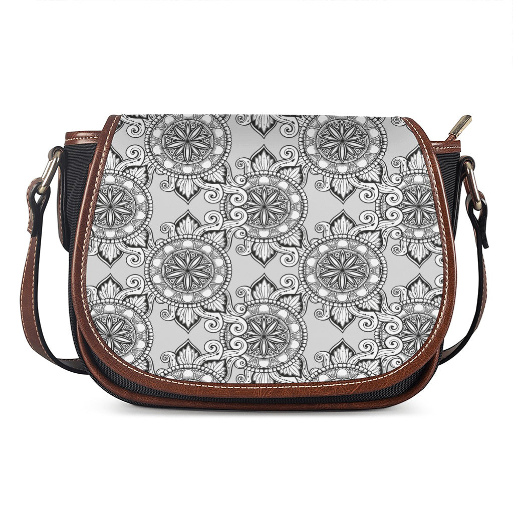 Zentangle Floral Pattern Print Saddle Bag