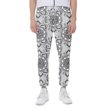 Zentangle Floral Pattern Print Scuba Joggers