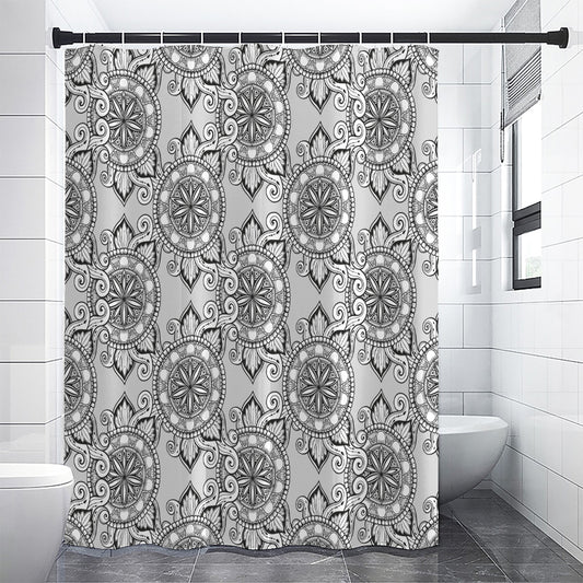 Zentangle Floral Pattern Print Shower Curtain