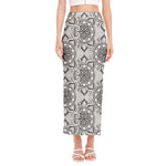 Zentangle Floral Pattern Print Side Slit Maxi Skirt